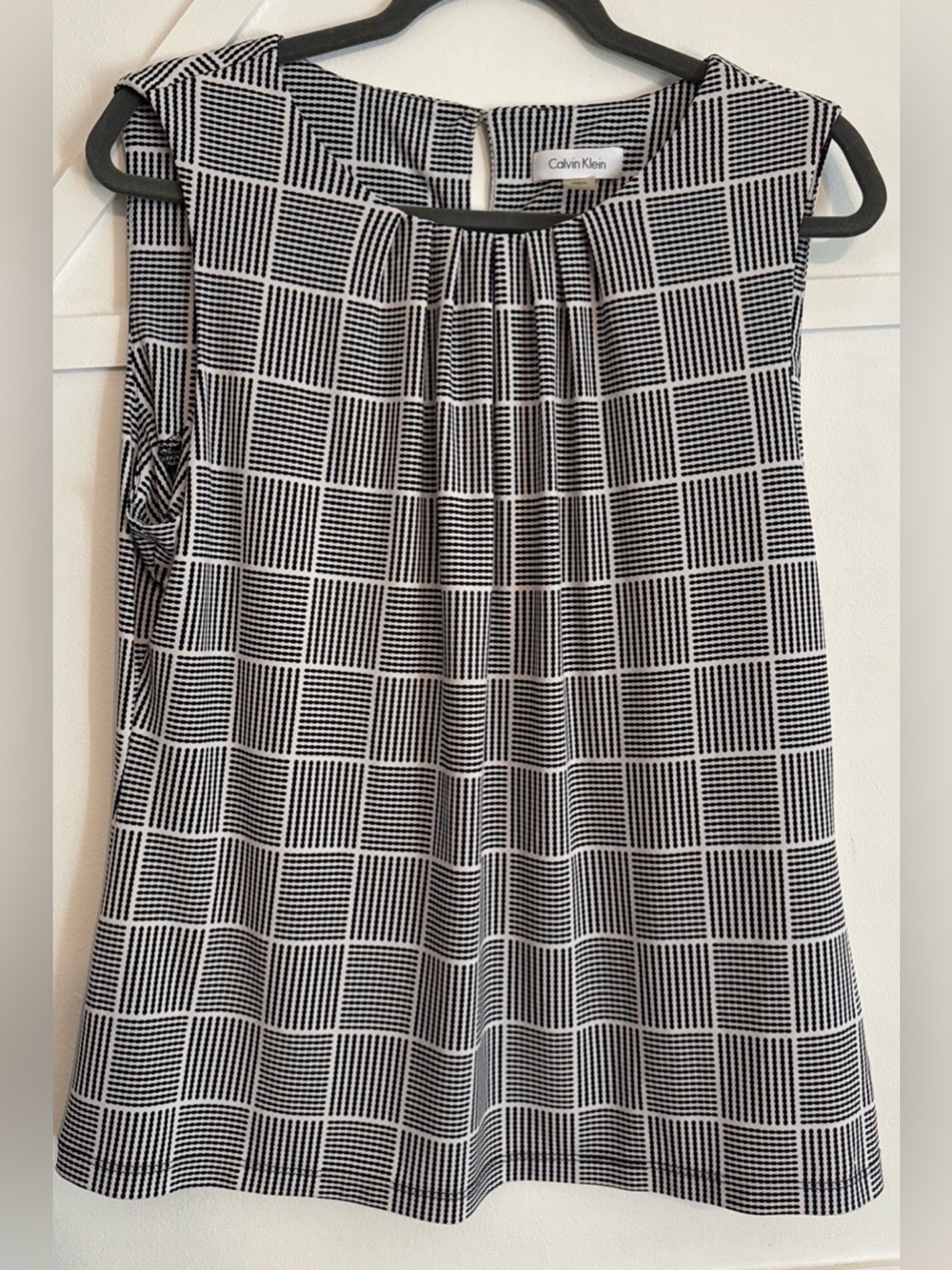 Calvin Klein Black and White Grid A-Line Skirt